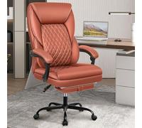 BestEra Chaise de bureau ergonomique en cuir à dossier haut avec repose-pieds, support lombaire pour ordinateur avec fonction à bascule (marron)