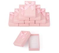 Bestewelry 12 boîtes à bijoux en carton 8,3 x 5,3 x 2,4 cm - Petites boîtes rectangulaires avec nœud pour mariage, boucles d'oreilles, collier, bracelet - Boîtes cadeaux en papier cartonné, rose