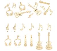 Bestewelry Breloques en laiton en forme d'instrument de musique - Pendentif en forme de note de musique - Guitare - Microphone - Pour fabrication de bracelets, boucles d'oreilles, colliers, bijoux