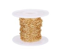 Bestewelry Chaîne en laiton plaqué or 18 carats avec bobine pour fabrication de bijoux - 6 x 2,5 x 0,6 mm - 6 x 2,5 x 0,6 mm