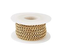 Bestewelry Chaîne torsadée en acier inoxydable 304 non soudée avec bobine pour fabrication de bijoux Doré 5 m