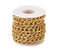 Bestewelry Chaîne torsadée en aluminium de 4,8 m - 11,5 x 8 x 1,8 mm - Doré - Avec bobine - Pour fabrication de bijoux et de bracelets