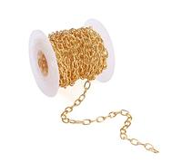 Bestewelry Chaînes ovales soudées en laiton plaqué or 18 carats avec bobine pour fabrication de bracelets, colliers, boucles d'oreilles, bijoux - 5 x 1 mm - 5 m