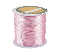 Bestewelry Cordon en satin tressé pour nouer, macramé - 28 m - 1 mm - Pour la fabrication de bijoux et la couture (rose perle)
