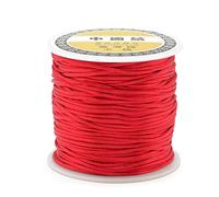 Bestewelry Cordon en satin tressé pour nouer, macramé - 76 m - 1 mm - Pour la fabrication de bijoux et la couture (rouge)
