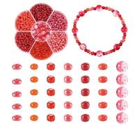 Bestewelry Kit de perles de rocaille en verre craquelé de 8 mm pour la fabrication de bracelets, 7 styles, 4 mm, perles en verre craquelé de 8 mm pour la fabrication de bijoux - Rouge