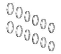 Bestewelry Lot de 12 bagues rainurées en acier inoxydable de 4 mm - 6 tailles, polies, confortables, diamètre intérieur 1722 mm