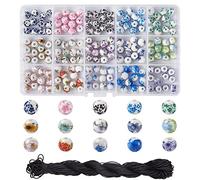 Bestewelry Lot de 180 perles rondes en porcelaine avec fil en nylon pour la fabrication de bijoux - 8 mm - Fait à la main