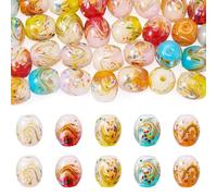 Bestewelry Lot de 30 perles en verre soufflé bicolore avec motif floral pour fabrication de boucles d'oreilles, bracelets, colliers, bijoux