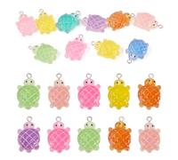 Bestewelry Lot de 32 breloques en résine en forme de tortue, 8 couleurs, mignonnes, lumineuses, tortues lumineuses, brillent dans le noir, breloques en tortue de mer pour fabrication de porte-clés