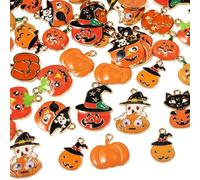 Bestewelry Lot de 36 pendentifs en forme de citrouille en alliage émaillé pour Halloween, colliers, bracelets, boucles d'oreilles, bijoux, loisirs créatifs