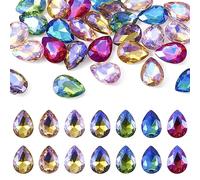 Bestewelry Lot de 70 cabochons en verre à facettes en forme de goutte d'eau sans trou pour la fabrication de bijoux, les travaux manuels et la décoration