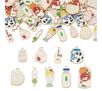 Bestewelry Pendentifs en alliage alimentaire émaillé à dos plat pour collier, bracelet, boucles d'oreilles, porte-clés, bijoux à faire soi-même, Émail