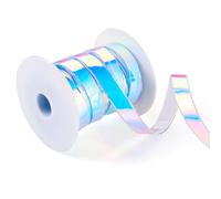 Bestewelry Ruban holographique irisé arc-en-ciel en PVC de 5 m de large - 12 mm de large - Ruban en silicone pour loisirs créatifs, bracelets, cordons, porte-clés, fabrication de bracelets - Blanc