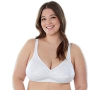 Bestform 5006233 Floral Trim Wireless Cotton Bra with Lightly-Lined Cups Soutien-Gorge, Opaque, Blanc, 40C Femme