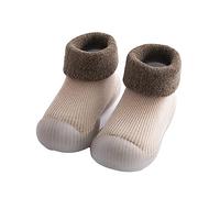 Bestgift Chaussettes antidérapantes en velours doux pour bébé, kaki, Small