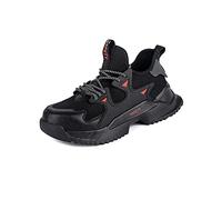 Bestgift Chaussures de sécurité respirantes pour homme, produits chimiques, chemin de fer, électricité et anti-crevaison, chaussures de sécurité pour chantier de travail, Noir , 42.5 EU