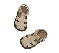 Bestgift Sandales d'été tissées à crochet et boucle pour bébé avec semelle souple | Cuir microfibre, semelle extérieure en caoutchouc, design creux, bout rond, style coréen, respirant, marcheurs précoces