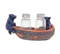 BestGiftEver Black Bear Ensemble salière et poivrière avec canoë