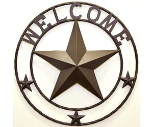 BestGiftEver Cercle de bienvenue en métal de 61 cm avec étoiles Décoration murale - Décoration extérieure en métal