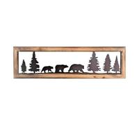 BestGiftEver Décoration murale en bois rustique avec ours - 86,4 cm de long - Art en métal pour décoration de cabine, ours en métal rustique pour salon, décoration murale inspirée de la nature,