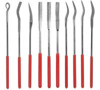 Bestgle 10 Pcs Assortis Mini Lime Diamant Ensemble Aiguille Plate Carrée Forme Ronde Fichiers Riffler pour Bijoutiers En Métal Verre Sculpture Sur Bois Artisanat 3x140mm