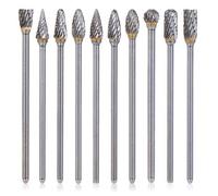 Bestgle 10PCS 3mm (1/8")Tige Longue Double Coupe Fraises en Carbure de Tungstène Limes Rotatives Fraises Diamantées Ensemble d'Embouts pour Outil Rotatif de Meuleuse, Longueur:100mm