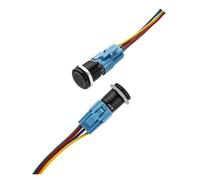 Bestgle 2 pièces 16 mm Commutateur Bouton-Poussoir Momentané, 12V 3A on Off Bouton Étanche, Rond Boutons Poussoirs avec Prise Pré-Câblée (LED Blanc)