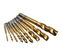 Bestgle 9Pcs Tarauds à Vis Cannelés Spirale en HSS, Tarauds à Goujure Hélicoïdale Assortiment Outil de Taraudage de Filetage en Acier Rapide Revêtement Titane M2 M2.5 M3 M4 M5 M6 M8 M10 M12