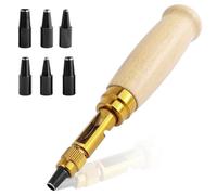 Bestgle Outil de perforation réglable pour cuir, poignée en bois automatique, outil de reliure avec 6 pointes 1,5 mm/2 mm/2,5 mm/3 mm/3,5 mm/4 mm