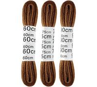 Bestgoodies Lot de 3 lacets ronds plats, sobres et unies pour presque toutes les chaussures disponibles dans de nombreuses couleurs (couleur : marron/finition, 60 cm/75 cm/90 cm - plat)