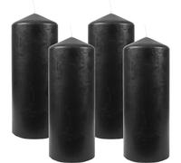 Bestgoodies Lot de 4 bougies piliers en cire Noir Ø 6 cm x 13,5 cm - Bougie dans de nombreuses couleurs, longue durée de combustion - Fabriquées en UE - Bougies bloc