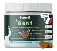 BESTI 8 en 1 Chien - 120 Compléments Multi-Vitamines - Pelage & Immunité | Support Quotidien Articulations, Digestion, Coeur, Cerveau - Marque Française Premium, Formule Vétérinaire - Au Poulet - 300g