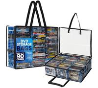 Besti Lot de 2 étuis de Rangement en Plastique Transparent avec poignées pour Ranger des Blu-Ray, des DVD, des CD, des boîtiers de Jeux vidéo, Peut contenir jusqu'à 90 boîtiers Blu-Ray et 60 boîtiers