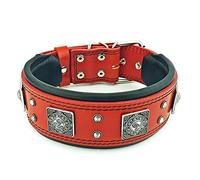 Bestia Collier Eros Rouge pour Gros Chiens. | Taille XL - pose d'un col de 57,5- 67,5 cm, Cuir Véritable, pour grandes et moyennes races, 6,3 cm de Large