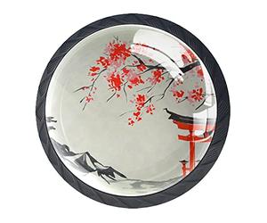 BestIdeas Lot de 4 poignées de tiroir rondes style japonais rétro pour cuisine, commode, porte, placard