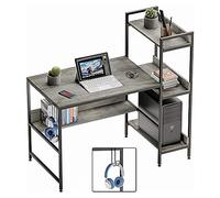 Bestier Bureau Informatique avec Étagères de Rangement 120cm Petit Bureau d'angle pour Écrire et Étudier pour Espace Compact Chambre, Bibliothèque Réversible et Étagère sous Bureau