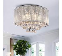 BESTIER Cristal moderne gouttes de pluie gouttelettes allumant encastré montage LED plafonnier luminaire suspension pour salle à manger salle de bain chambre à coucher salon 6 ampoules LED E14 requis