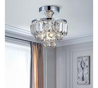 BESTIER Moderne Chrome Cristal Semi Plafonnier Lustre Éclairage LED Plafonnier Luminaire Lampe pour Salle À Manger Salle De Bains Chambre Salon