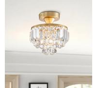 BESTIER moderne cristal d’or semi-encastré lustre éclairage LED plafonnier luminaire lampe pour salle à manger salle de bain chambre salon diamètre 23 hauteur 26