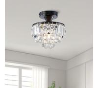 BESTIER moderne cristal noir semi-encastré lustre éclairage led plafonnier luminaire lampe pour salle à manger salle de bain chambre salon diamètre 23 hauteur 26