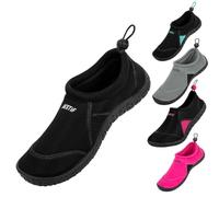 BESTIF Chaussures de bain pour homme et femme | Chaussures aquatiques en néoprène avec cordon de serrage | Légères et confortables | Noir, bleu Taille 36-45, Noir , 41 EU