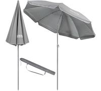 BESTIF Parasol de plage avec piquet - 160 cm - 180 cm - Barre en aluminium inclinable, gris, 180 cm