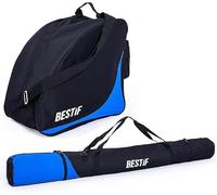BESTIF Sac de Ski et Chaussures Jusqu'à 175 cm | Étanche pour Bottes | Noir/Bleu | Avec Sangle de Transport | Indéchirable