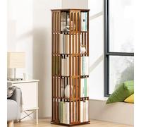 Bestiry Bibliothèque rotative en Bambou à 6 Niveaux pour Le Rangement de la Chambre et du Salon, étagère d'angle rotative avec armoires à Jouets et bacs