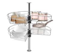 Bestiry Organiseur d'angle pour Meuble Bas de Cuisine à 2 Niveaux, Hauteur réglable, Rotation à 270°, en Acier Inoxydable, pour Coin Mort (59,9 cm)