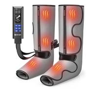 BESTJEEF Masseur de jambes à compression d'air avec chaleur : masseur de pieds et mollets pour la circulation et le soulagement de la douleur - 9 intensités, 4 modes, 3 chauffage, vibrations, pour