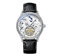 BESTKANG Montre de luxe à tourbillon pour homme à remontage automatique, montre mécanique automatique, rétro cheval blanc, étanche, noir/blanc, Luxe :