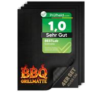BestLab Lot de 2 tapis de barbecue pour barbecue à gaz - 41 x 58 cm - Antiadhésif - Réutilisables - Pour barbecue à gaz - 48 x 51 cm