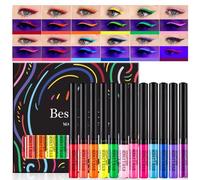 BestLand 12 Colors Matte Liquid Eyeliner Set Colorful UV Neon Eyeliner Pencil Pigmented Waterproof Smudgeproof Long Lasting Eye Liner Xmas Christmas Festival Makeup Gift Kit for Women (Set C)